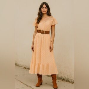 Vintage 60s/70s Peach Embroidered Maxi Gown – Bohemian Coquette